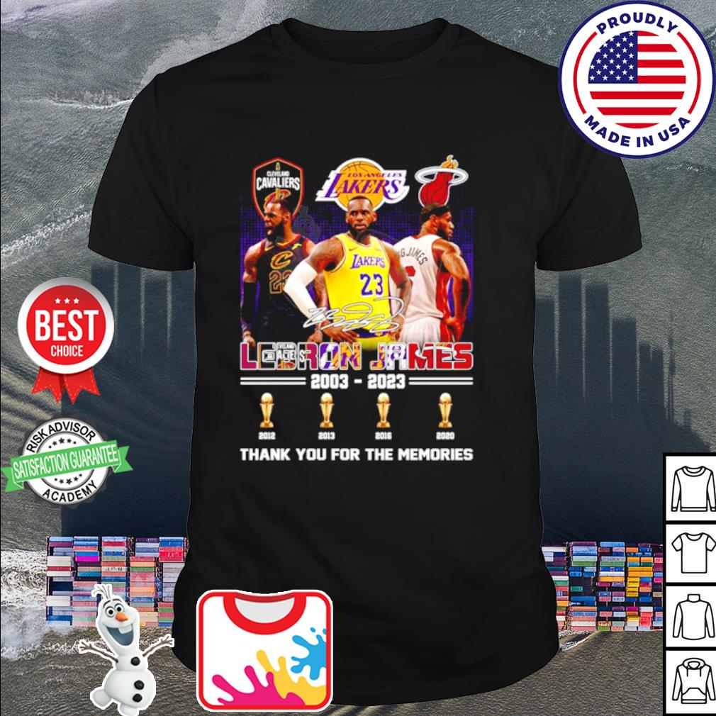 Official lebron James 2003 – 2023 thank you for the memories shirt