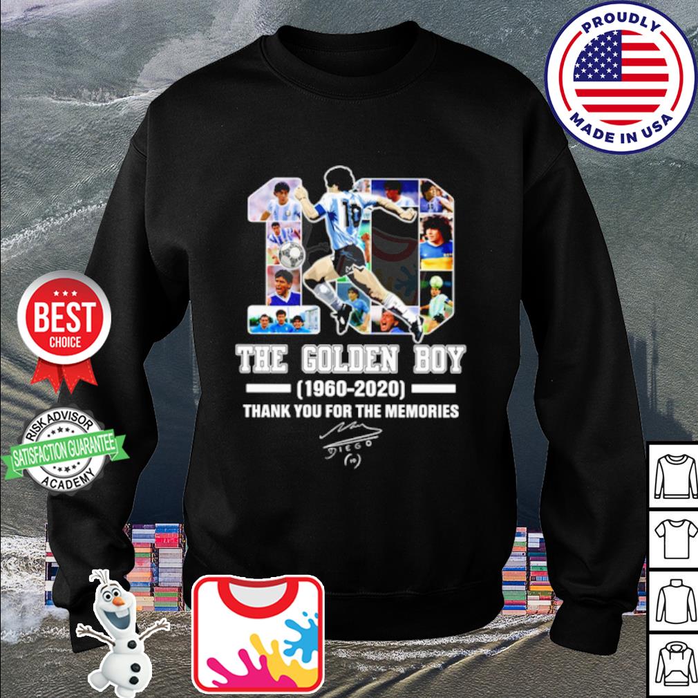 10 Diego Maradona The Golden Boy 1960 Thank You For The Memories Shirt Hoodie Sweater Long Sleeve And Tank Top