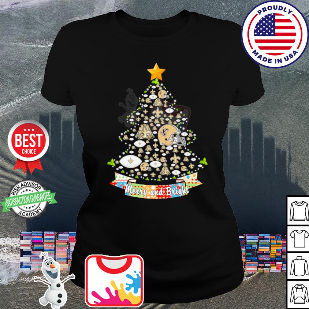 Merry And Bright New Orleans Saints NFL Christmas Tree T-shirt - Antantshirt