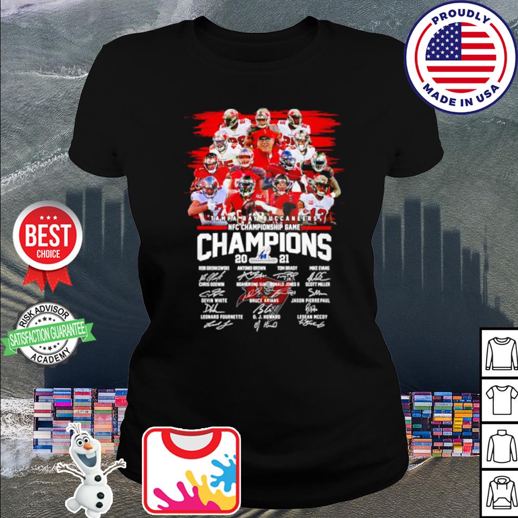 Tampa Bay Buccaneers NFC Championship Game Champions 2021 signature shirt,  hoodie, sweater, long sleeve and tank top